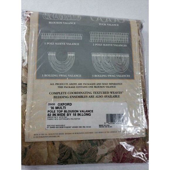Burlington House Oxford Floral Blouson Valance 82 x 18 Made in USA Qty 1 NEW - Picture 4 of 5